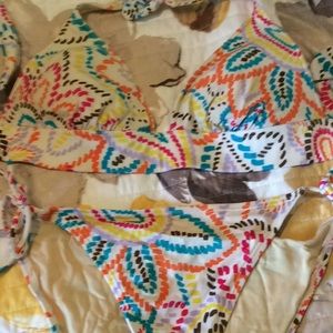 Victoria's Secret Multicolor Patterned Bikini - White Base with Bright Accents